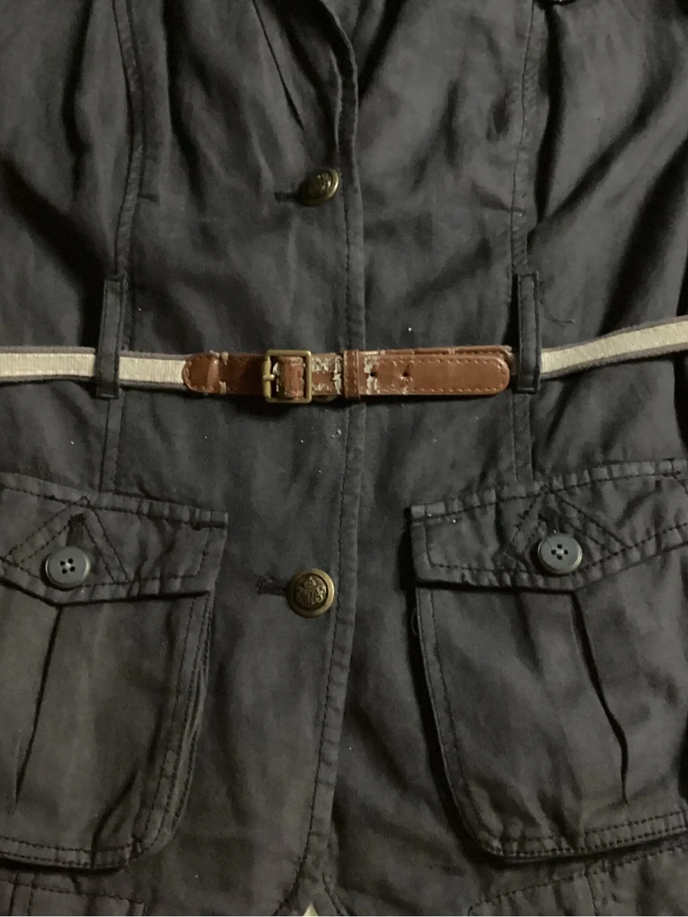 Women’s DaughtersOfThe Liberation Anthropology Navy Blue Cropped Utility Jacket